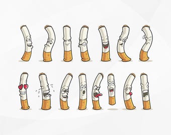 Juego de cigarrillos de dibujos animados SVG / Vector digital