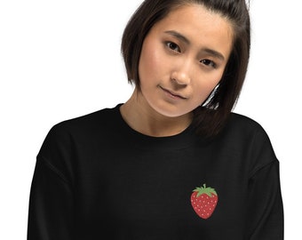 Embroidered strawberry unisex sweatshirt