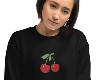 Embroidered cherries unisex sweatshirt