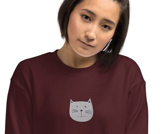 Embroidered cat unisex sweatshirt