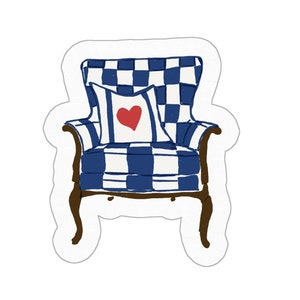 Blauwe en witte stoel Kiss Cut-stickers - 3 "x 3"