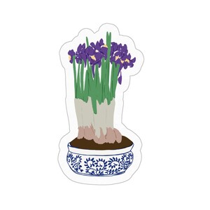 Paarse bloemen Kiss Cut-stickers - 3 "x 3"