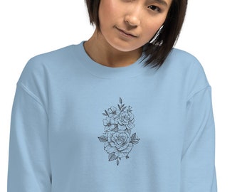 Embroidered roses unisex sweatshirt