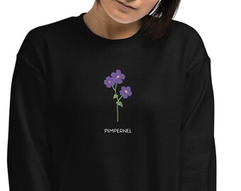 Embroidered Pimpernel flower unisex sweatshirt