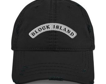 Embroidered Block Island distressed baseball hat