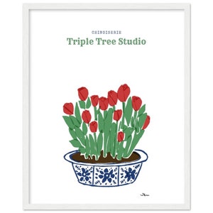 Tulpen Premium Matte Papier Holzgerahmtes Poster 16x20″ - Vertikal Weiß - Fertig zum Aufhängen