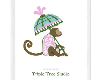Pink Monkey Premium Matte Paper Wooden Framed Poster