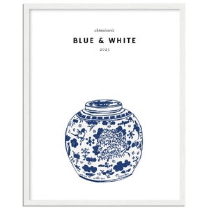 Floral Ginger Jar Premium-Poster aus mattem Papier mit Holzrahmen, 40 x 50 cm / 16 x 20″ – vertikal weiß – fertig zum Aufhängen