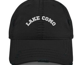Embroidered Lake Como distressed baseball hat