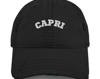 Embroidered Capri distressed baseball hat