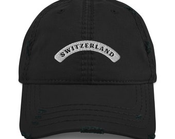 Embroidered Switzerland distressed baseball hat