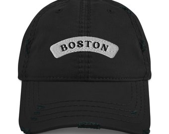Embroidered Boston distressed baseball hat