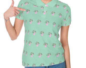 Flowers in pink vase polo shirt