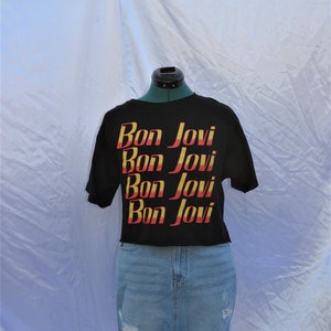 Bon Jovi Band Tee | Crop Concert Shirt | Unique Music Top | Vintage | 90s | 80s | Classic Rock