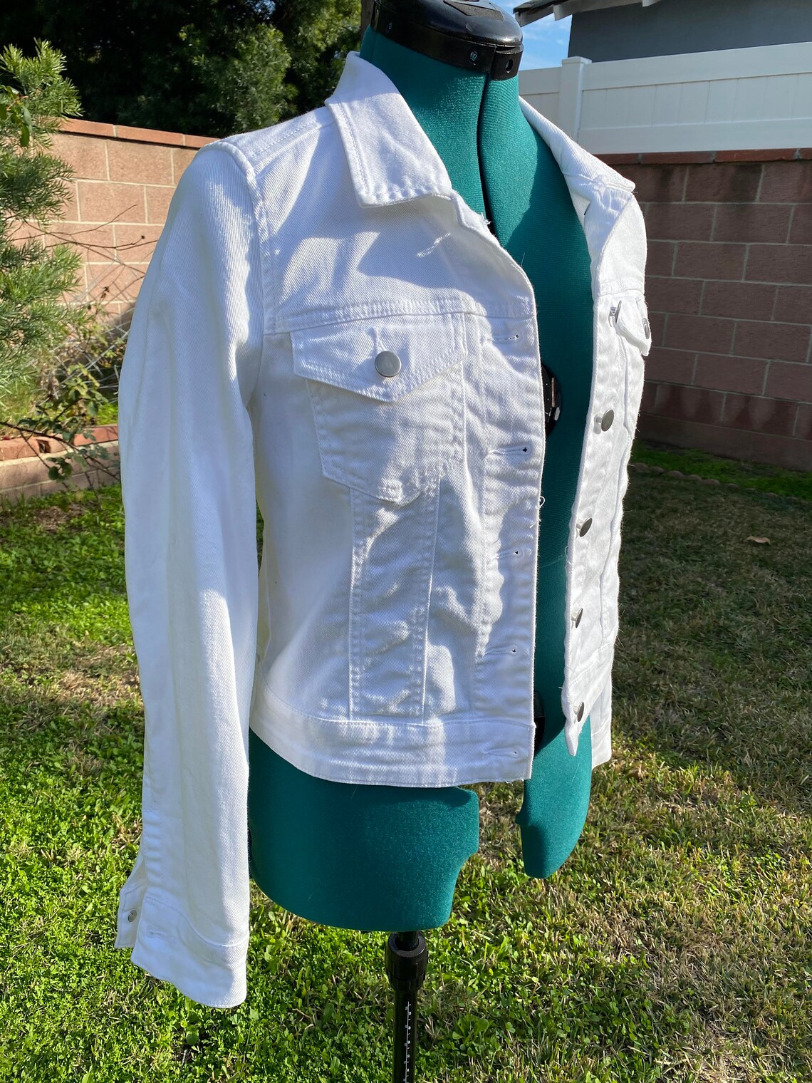White Jean Jacket with Rhinestone Fringe White Denim Etsy