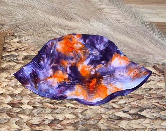 Purple Hat, Bucket Hat, Tie Dye Hat, Orange Hat, Ice Dyed, Tie Dye, Trendy Hats, Hats for Men, Fishing Hat, Gifts for Her, Unique Tie Dye