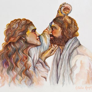 Becoming: The Magdalene and The Christ Fine Art Print - Mary Anointing Jesus print - Mary Magdalene Art - Jesus art - Bible Verse Wall art
