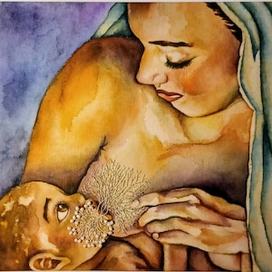 Tree of Life: After the Manner of the Flesh Fine Art Print - Madonna and Child Print - Heavenly Mother art lds - Virgin Mary PNG Art Print