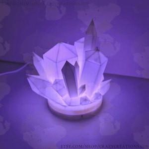 Crystal Night Light - RGB Color Changing Lamp  3D Printed Geometric Crystal Decor | USB Powered with Remote Control
