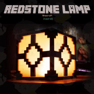 Mine-craft Inspired Redstone Lamp – 3D Printed LED Night Light | Gamer Decor | Geek Gift | Gaming Room Light | Pixel Art Lamp