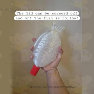 Screw Off Lid - 25cm 3D Printed Soy Sauce Fish - Removable Lid - Unique Home Decor Accent Piece - Oversized Soy Sauce Fish Decor