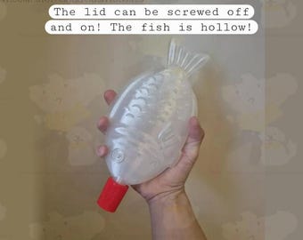 Screw Off Lid - 25cm 3D Printed Soy Sauce Fish - Removable Lid - Unique Home Decor Accent Piece - Oversized Soy Sauce Fish Decor