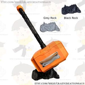 Ridgid Inspired Thor Hammer Full Life Size Display Fun Toy Decor - Rock Stand Included - 37cm / 14.5 inches image 1