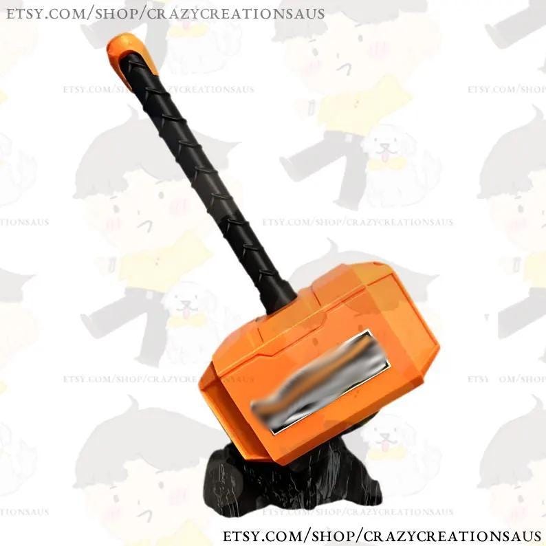 Ridgid Inspired Thor Hammer Full Life Size Display Fun Toy Decor - Rock Stand Included - 37cm / 14.5 inches image 2