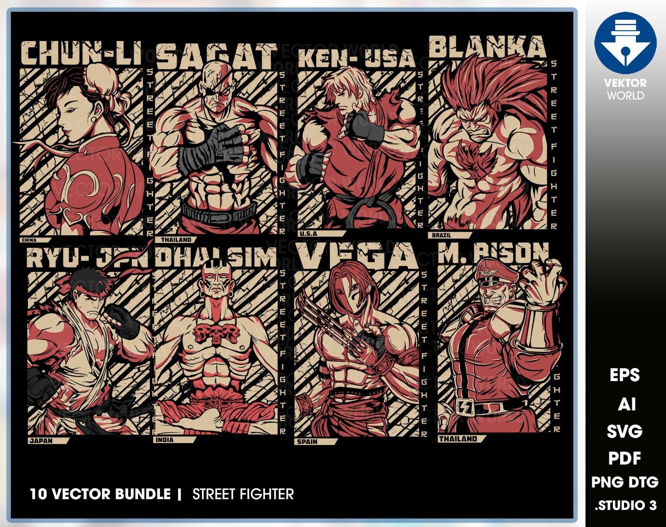 10 Vectores /Street Fighter/ ai eps pdf svg studio3 png | Etsy