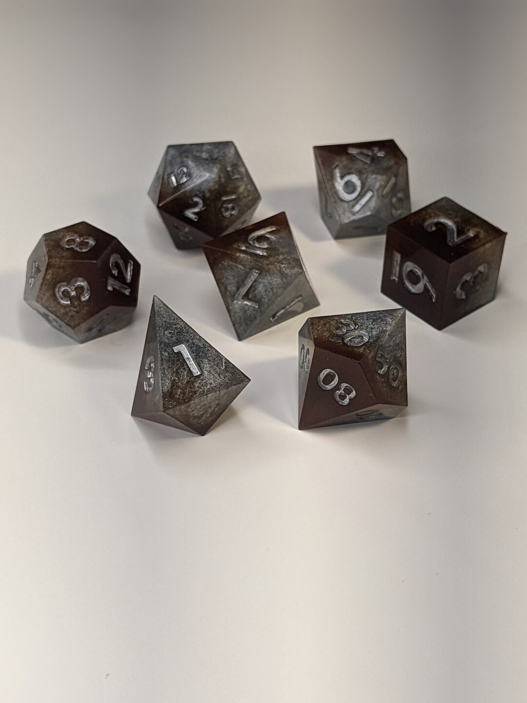 Dice Dnd Set / Tiger Wood & Resin Dice Set / Handmade Tumbled Dice Set ...