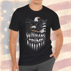 American Eagle Veterans for Trump Shirt - American Eagle - Trump Vance 2024 - Printed on a Bella Canvas 3001