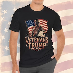 Veterans for Trump Shirt - American Eagle - Trump Vance 2024 - Printed on a Bella Canvas 3001