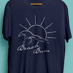 Retro Beach Bum Unisex T-Shirt Line Art Beach Lover Graphic Tee Holiday Sunshine Summer Vacation Shirt Oversized Surfing Tee Ocean Apparel