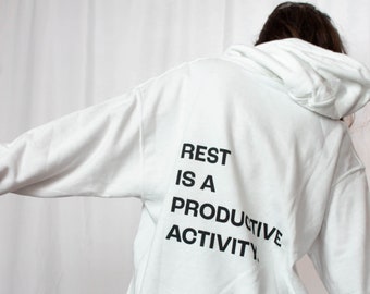 Rest is a Productive Activity Hoodie Trendy Hoodie Aesthetic Hoodie Self Care Clothing Positive Sweatshirt VSCO Hoodie Stress Relief Gift