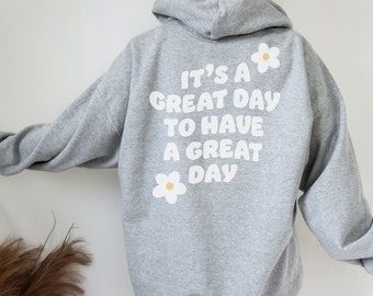 Cheery Vibes Hoodie Words on Back Hoodie Preppy Hoodie Trendy Y2K Hoodie It's a Good Day Hoodie VSCO Hoodie Positive Hoodie Quote Hoodie
