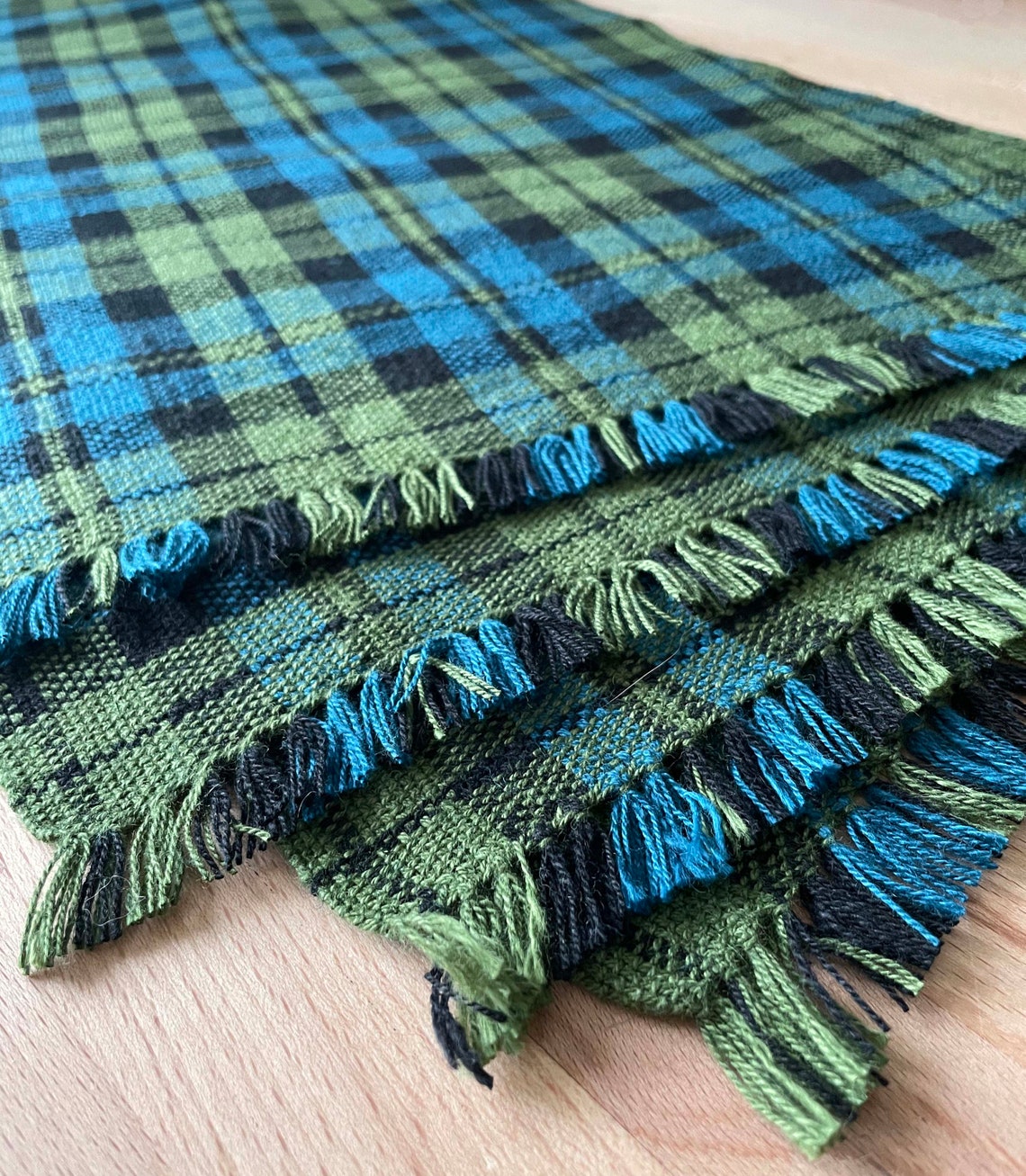 Blau & Grün karierte gewebte Tischsets | Etsy