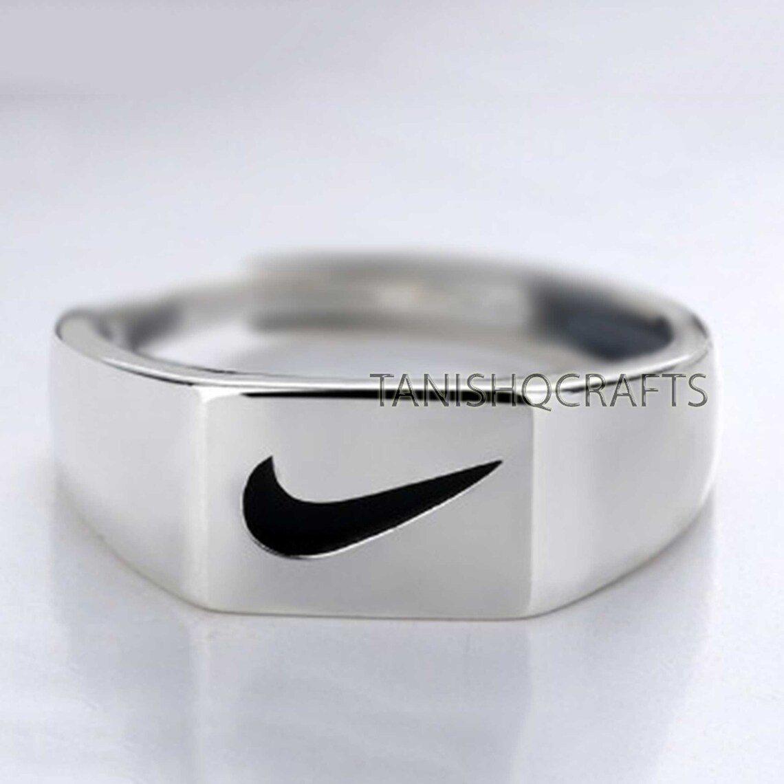 Silver Nike Swoosh Logo Ring Nike Womens Ring Nike Etsy