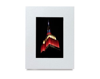 New York City Photograph of the Empire State Building Lit up in Red, White, and Blue