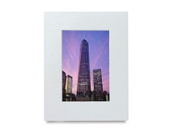 New York City Photograph of Freedom Tower, One World Trade Center Pink Sunset Sky