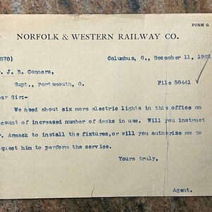Norfolk & Western Railway Company telegram Set of 51pages Vintage Ephemera paper from 1900-1911