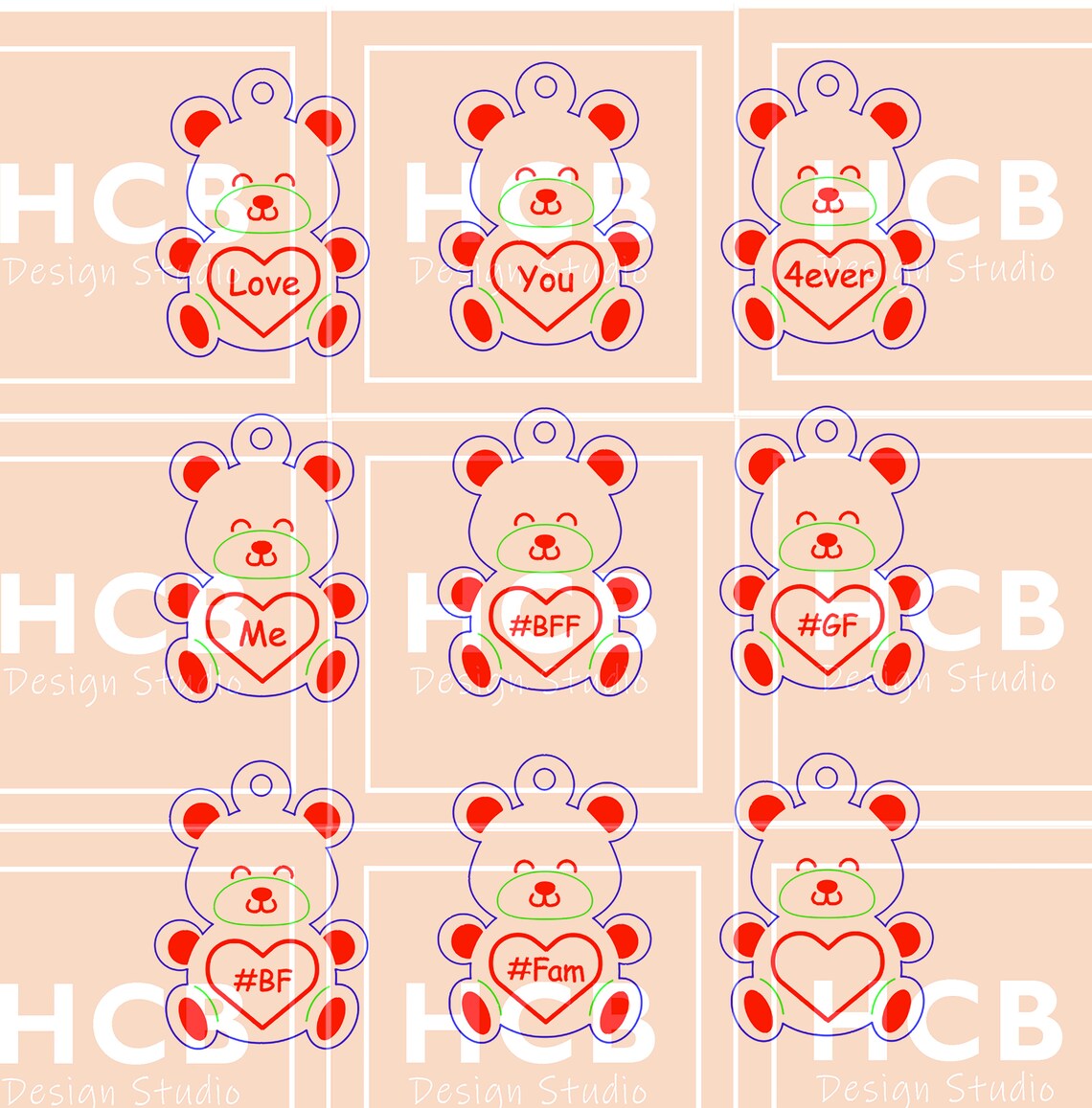 Download Bear With Heart Pendant Ornament Keychain Bundle SVG Laser ...