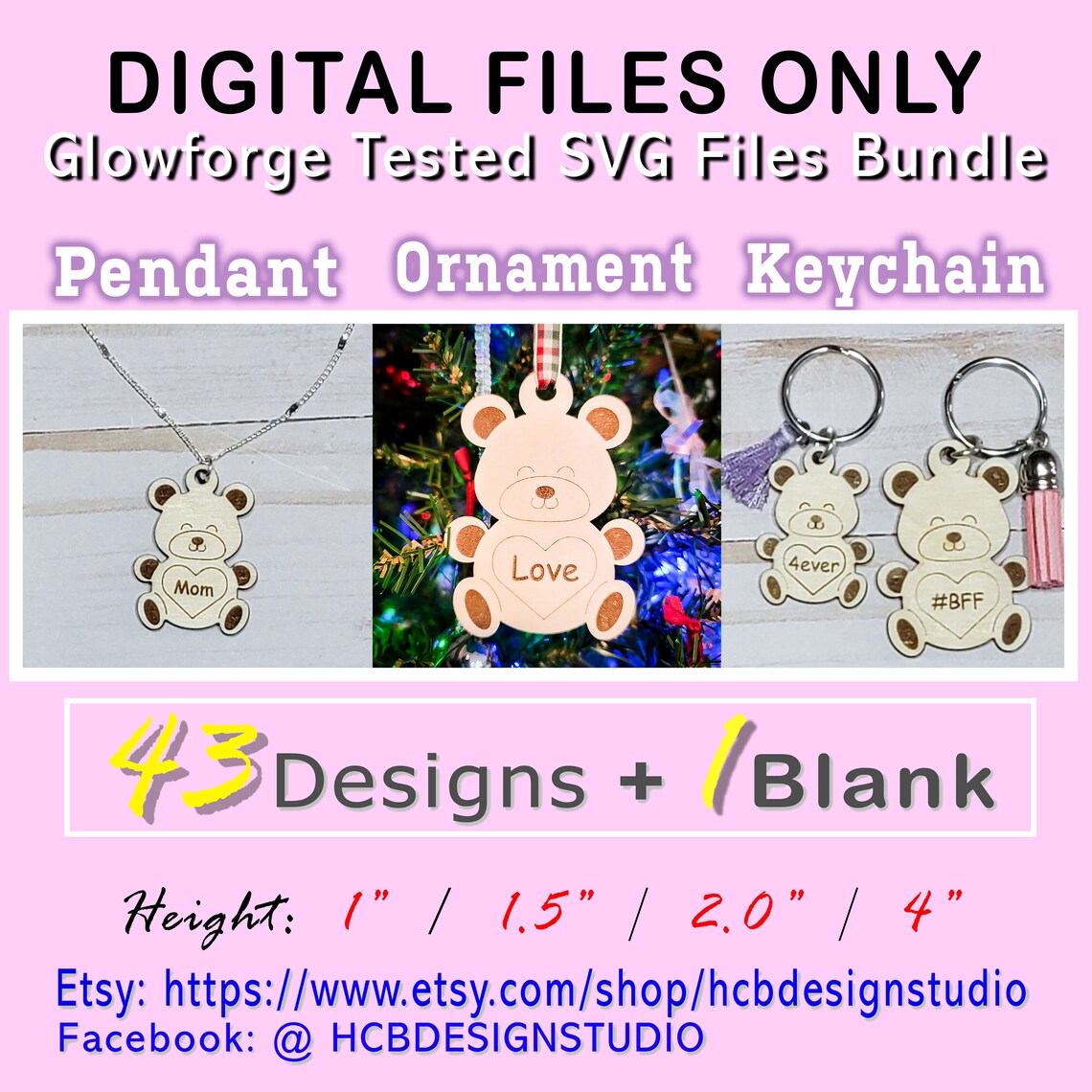 Download Bear With Heart Pendant Ornament Keychain Bundle SVG Laser ...