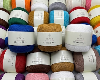 Sensy Crochet Thread Classic Size 10, 100% Mercerized Giza Cotton, 617 Yards, Gauge 0 Lace
