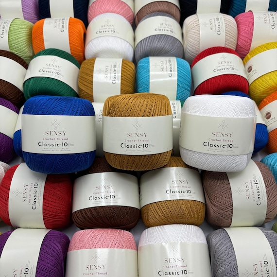Sensy Crochet Thread Classic Size 10, 100% Mercerized Giza Cotton, 617 Yards, Gauge 0 Lace