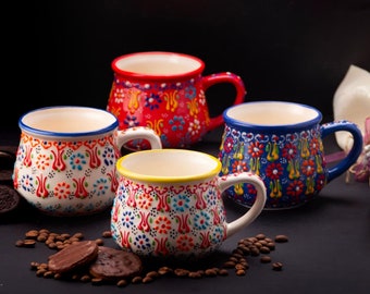 Taza de granjero Cerámica hecha a mano Regalo único 100% pintado a mano Sin plomo Apto para alimentos Tazas de café de cerámica decorativas Regalo para esposa Regalo para mamá