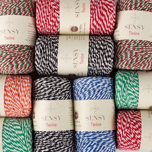Sensy Premium Cotton Striped Twine Packaging Cord for DIY Crafts and Gift Wrapping