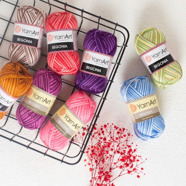 YarnArt Begonia Melange - Mercerized Knitting Yarn, 100% Mercerized Cotton, Accessory Yarn, Amigurumi, Crochet Lace Yarn, 1.76 Oz, 185 Yds