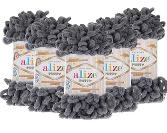5 Skeins / Balls Alize Puffy Yarns, Softly Yarn, Needlepoint, Bulky Yarn, Loop Yarn, Blanket Yarn, Chunky Knit Blanket, No Hook Yarn
