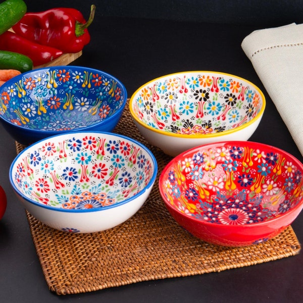 Ceramic Bowls 16cm, Handmade Turkish Ceramic Bowl, Hand Painted, Microwave Safe, Lead-Free, Food-Safe, Handmade Pottery, Gifts For Mom