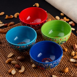 Ceramic Footed Bowls 8cm, Handmade Turkish Ceramic Bowl, Hand Painted, Microwave Safe, Lead-Free, Food-Safe, Handmade Pottery, Gifts For Mom
